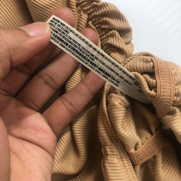 Free People NWT On Your Side Bodysuit Ruched Tan Sleeveless, Size Small, MSRP $5 - Picture 7 of 10